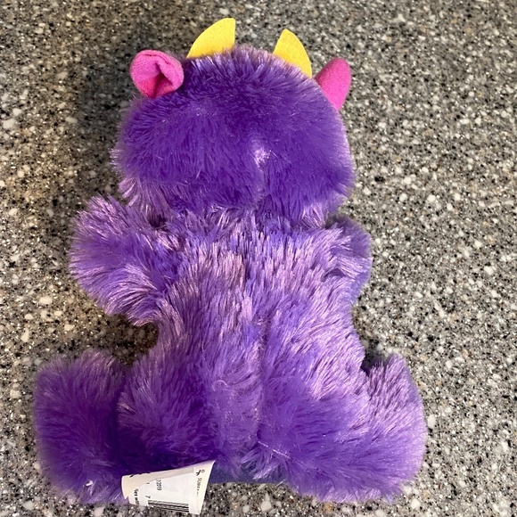 Kellytoy Monster plush pink purple yellow horns 8" - Picture 3 of 5